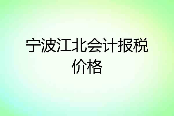 宁波江北会计报税价格