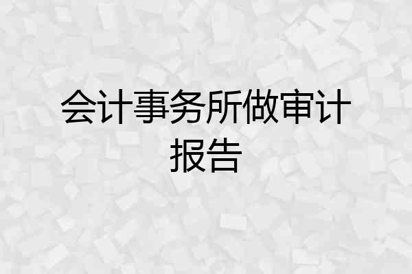 会计事务所做审计报告