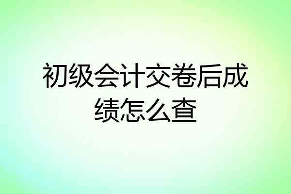 初级会计交卷后成绩怎么查