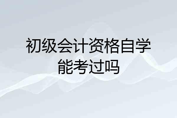 初级会计资格自学能考过吗