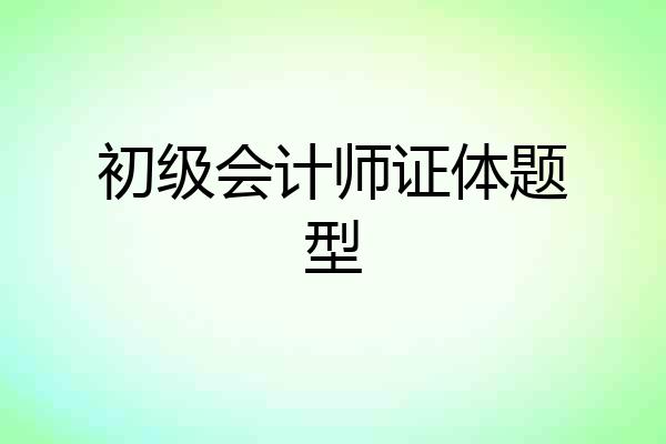 初级会计师证体题型