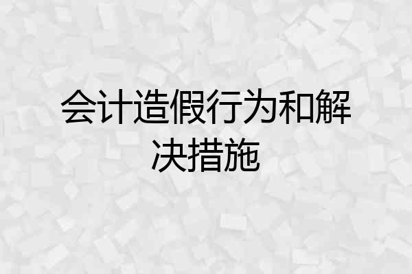 会计造假行为和解决措施