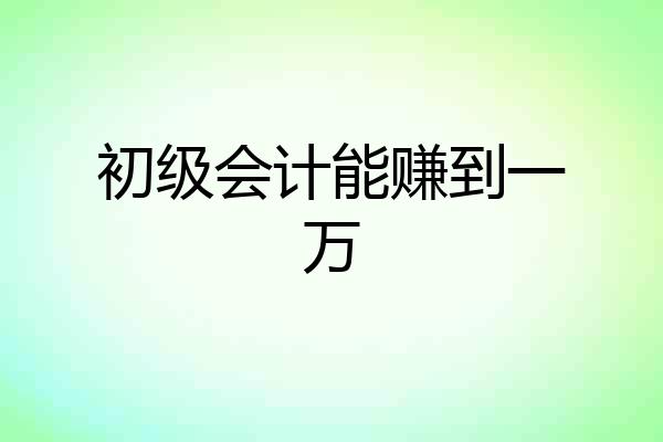 初级会计能赚到一万