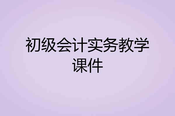 初级会计实务教学课件