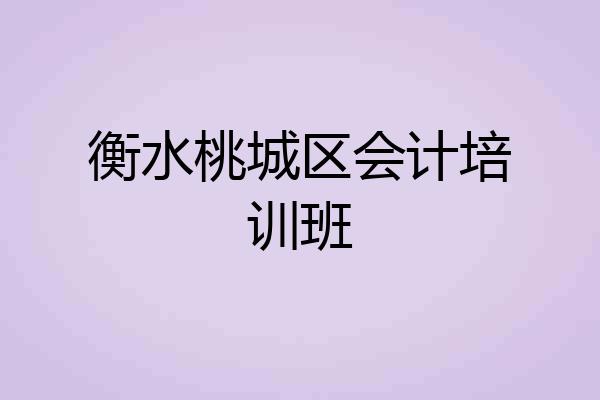 衡水桃城区会计培训班