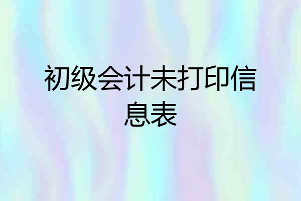 初级会计未打印信息表