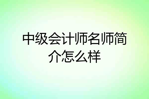 中级会计师名师简介怎么样