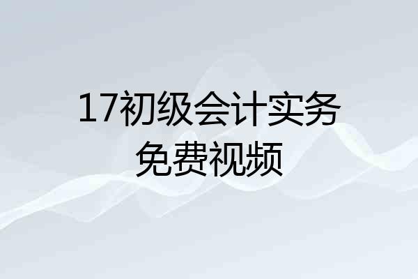 17初级会计实务免费视频