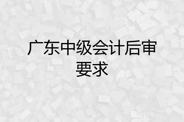 广东中级会计后审要求