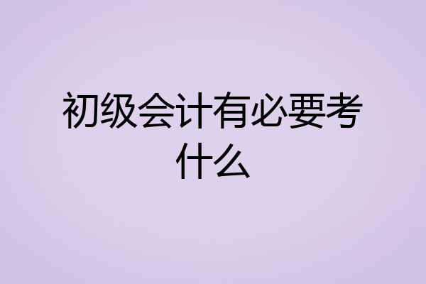 初级会计有必要考什么