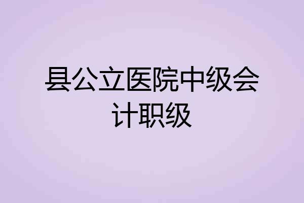 县公立医院中级会计职级
