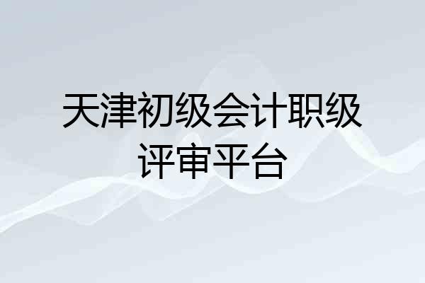 天津初级会计职级评审平台