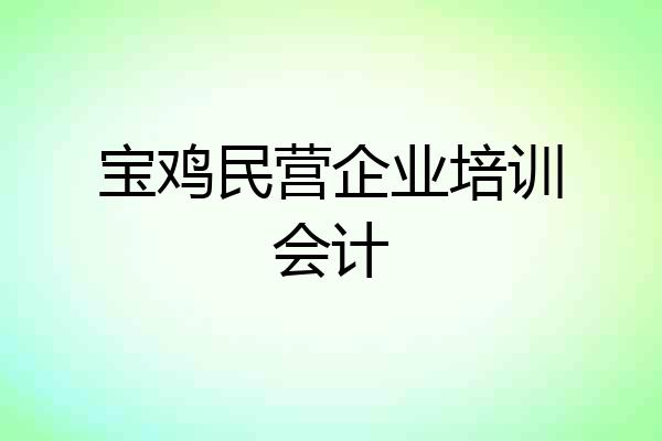 宝鸡民营企业培训会计