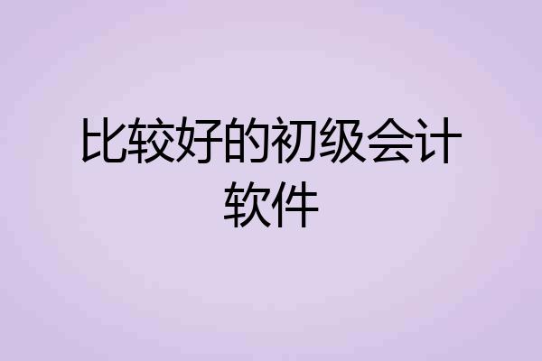 比较好的初级会计软件