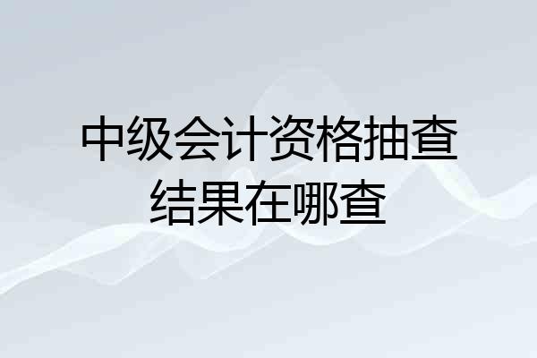 中级会计资格抽查结果在哪查