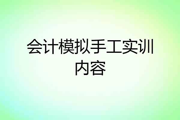 会计模拟手工实训内容