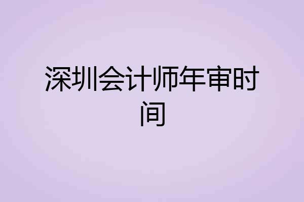 深圳会计师年审时间