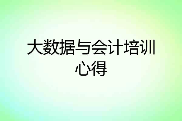 大数据与会计培训心得
