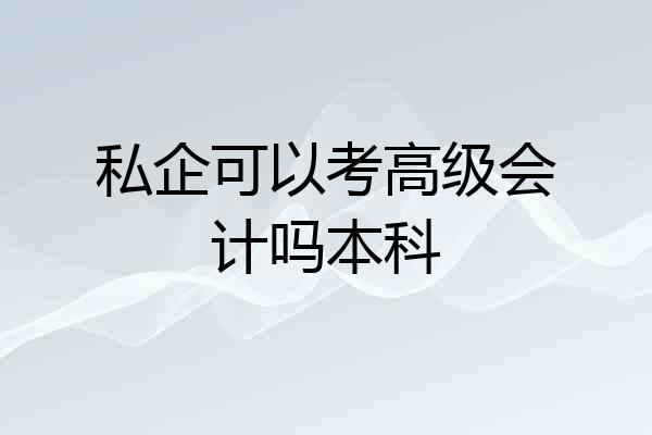 私企可以考高级会计吗本科