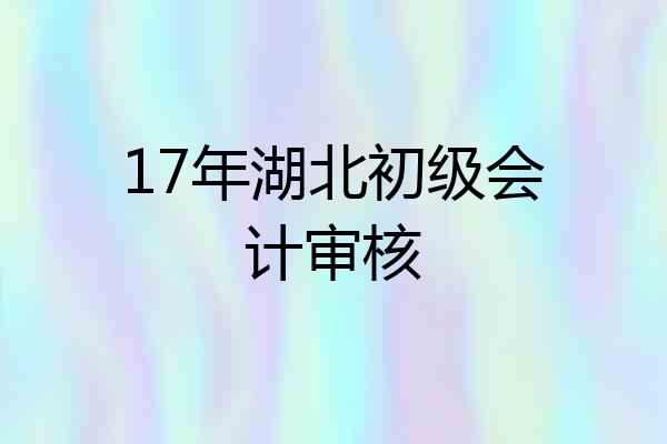 17年湖北初级会计审核