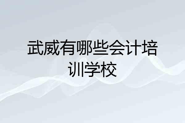 武威有哪些会计培训学校