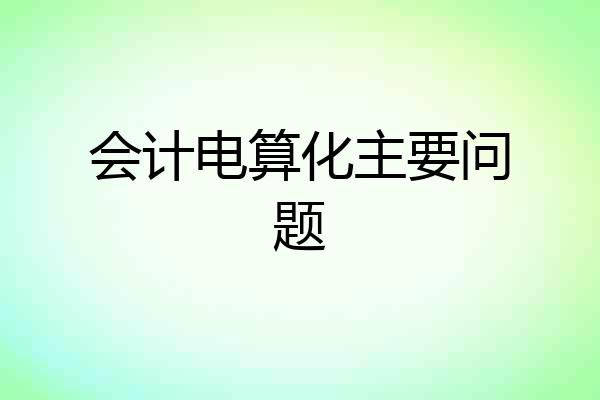 会计电算化主要问题