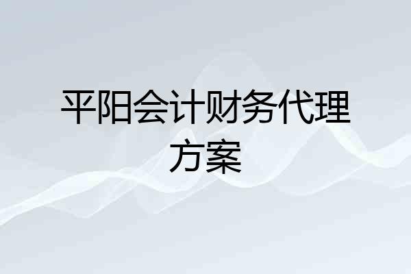 平阳会计财务代理方案