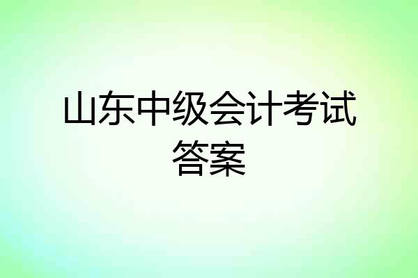 山东中级会计考试答案