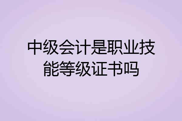 中级会计是职业技能等级证书吗