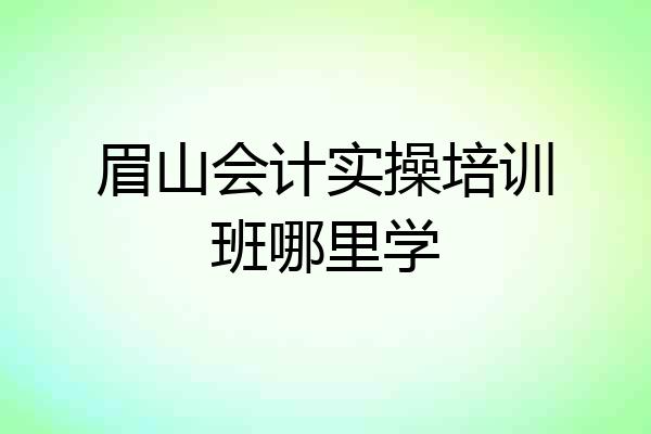 眉山会计实操培训班哪里学