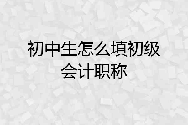 初中生怎么填初级会计职称
