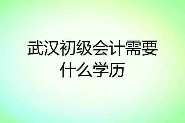 武汉初级会计需要什么学历