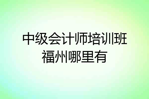 中级会计师培训班福州哪里有
