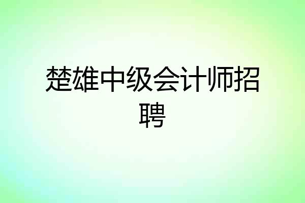 楚雄中级会计师招聘