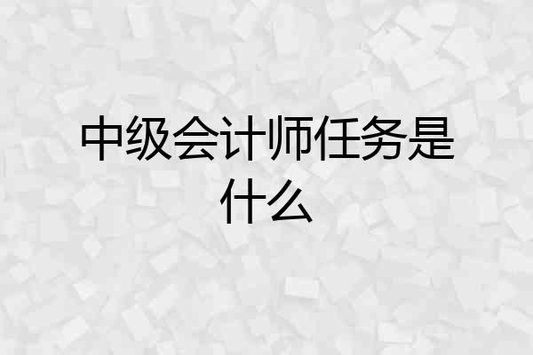 中级会计师任务是什么