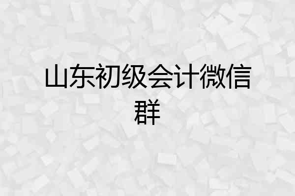 山东初级会计微信群
