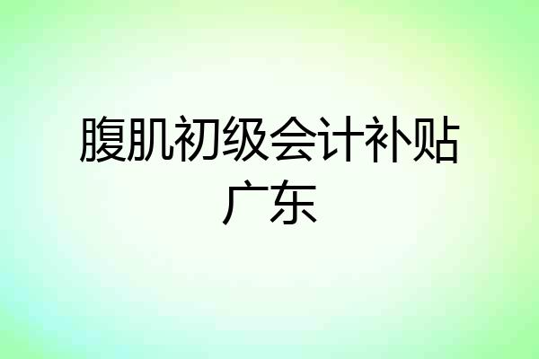 腹肌初级会计补贴广东