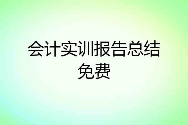 会计实训报告总结免费