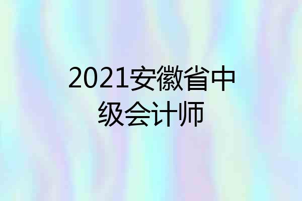 2021安徽省中级会计师