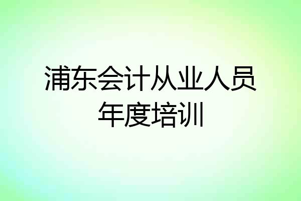 浦东会计从业人员年度培训