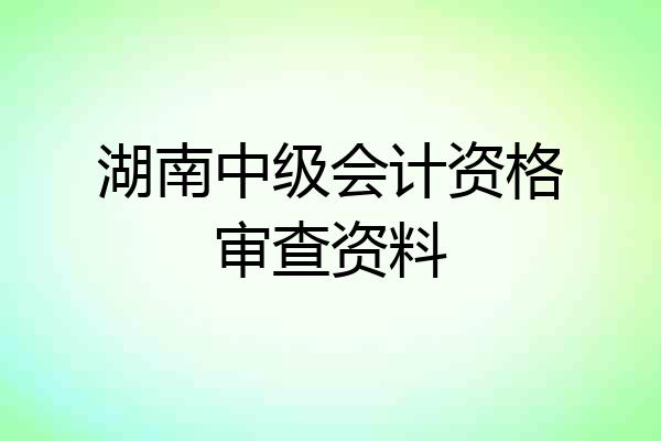 湖南中级会计资格审查资料