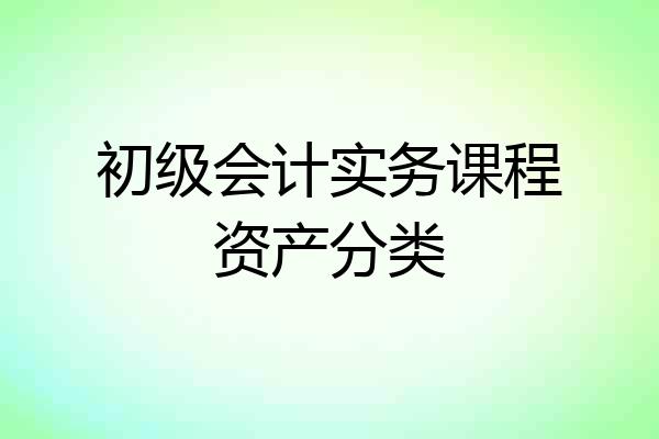 初级会计实务课程资产分类