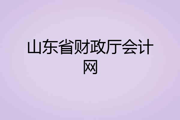 山东省财政厅会计网