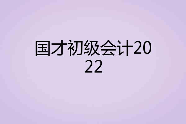 国才初级会计2022