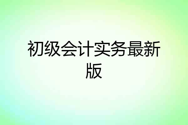 初级会计实务最新版