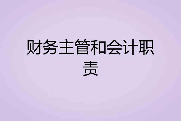 财务主管和会计职责
