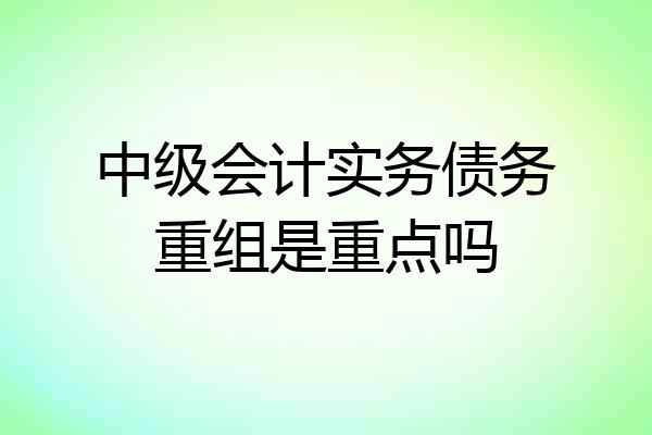 中级会计实务债务重组是重点吗