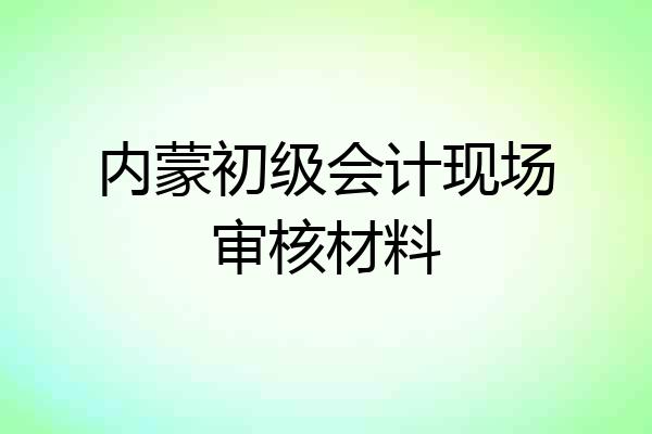 内蒙初级会计现场审核材料