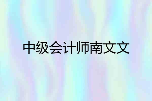 中级会计师南文文