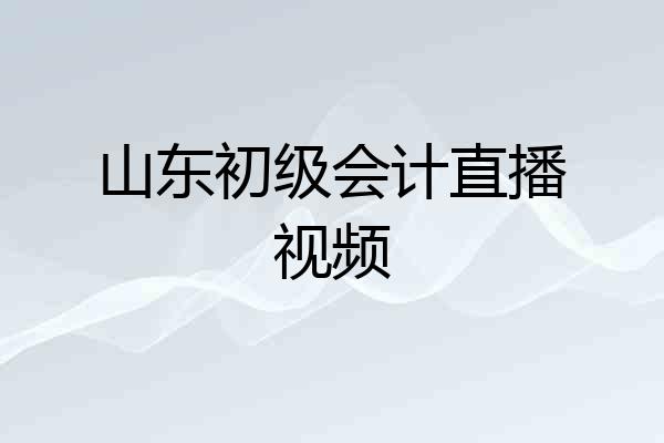 山东初级会计直播视频